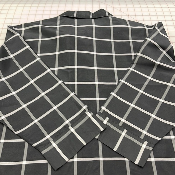 LINEA by LOUIS DELL'OLIO 100% Silk B/W Window Pane 3/4 SLV Career Top/Shacket 1X - Picture 6 of 14